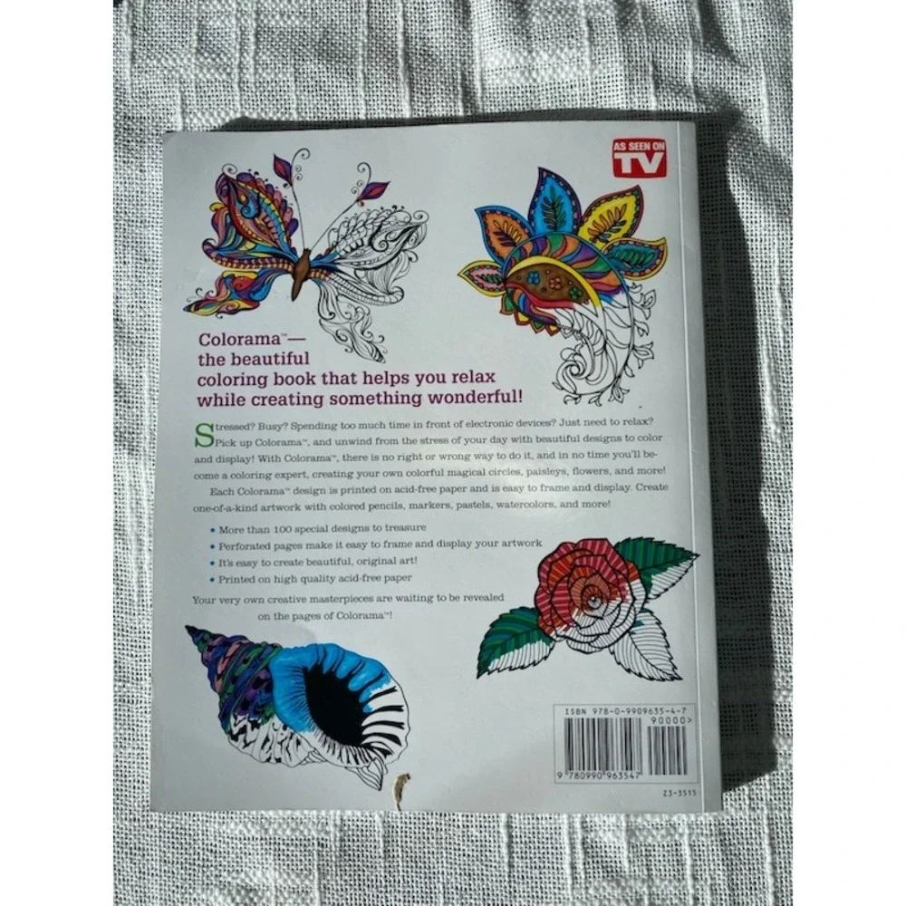 Colorama Coloring Book Flowers Paisleys Stained Glass 2015 Telebrands Press 100+